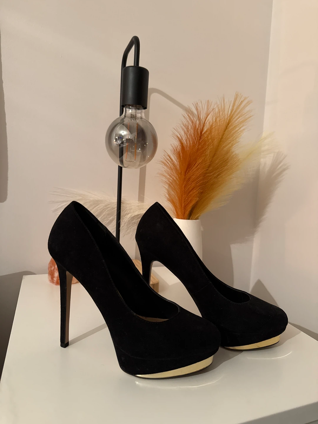Aldo Black Suede Platform Heels