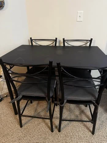 Dining Table with 4 Chairs - Metal Frame
