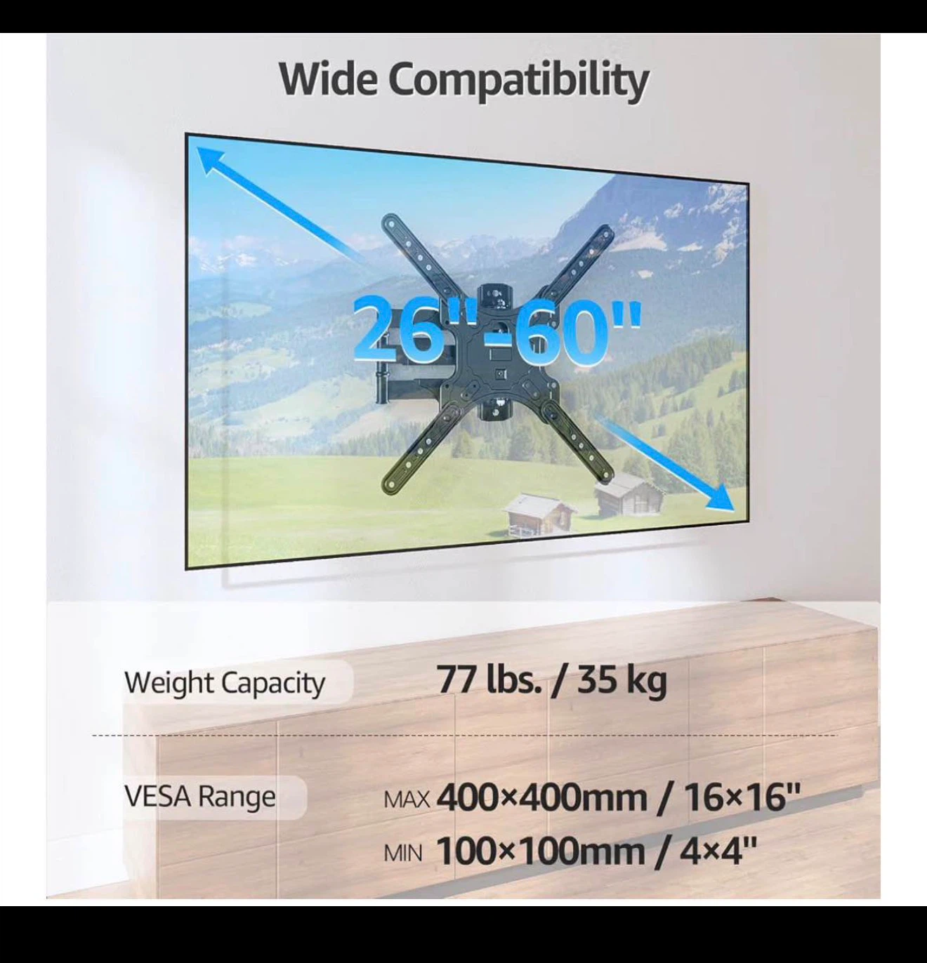 Adjustable TV Wall Mount Bracket 26"-60" - photo 3