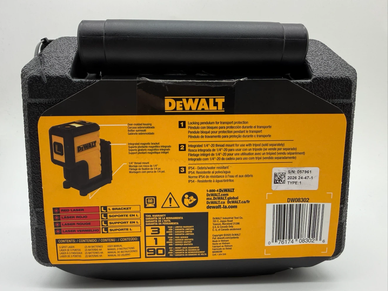 DEWALT 100 ft. Red Self-Leveling 3-Spot Laser Level DW08302 - photo 2