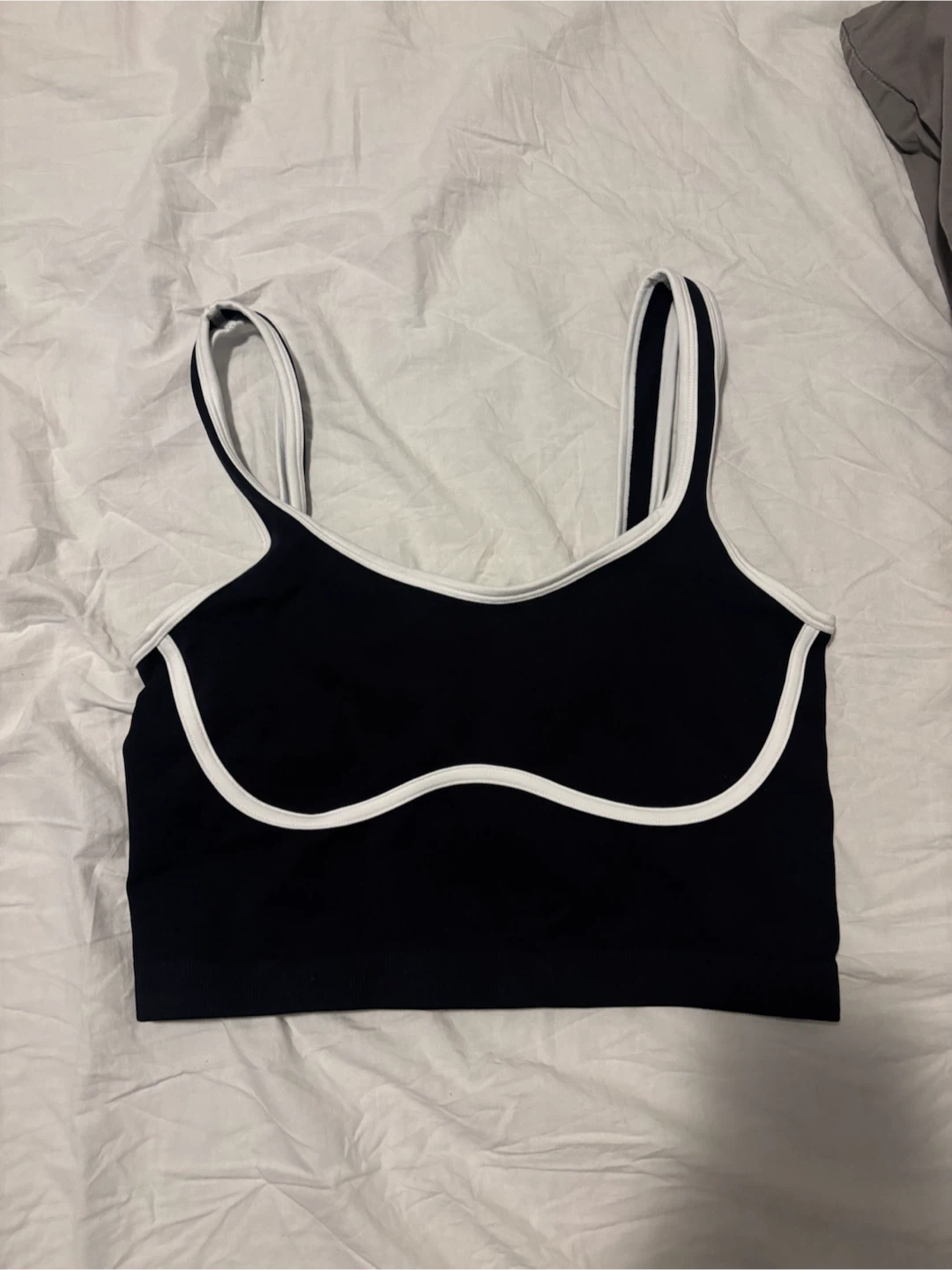 Black and white sports bra