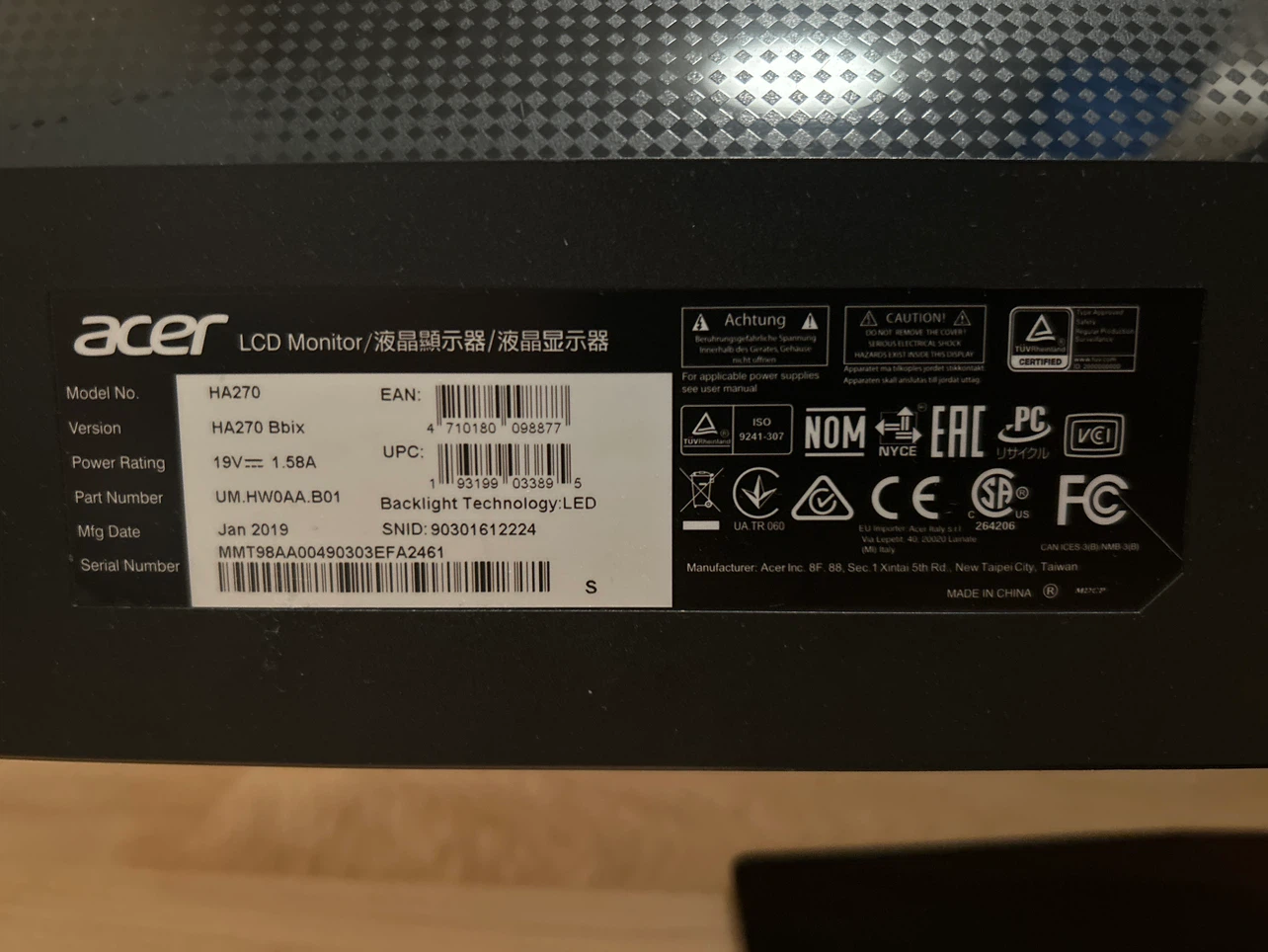 Acer HA270 Bblx 27" LCD Monitor - photo 3