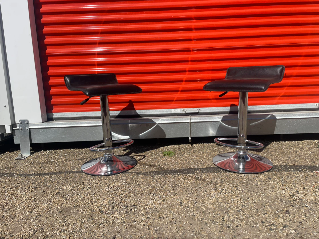 Set of 2 Black Adjustable Bar Stools