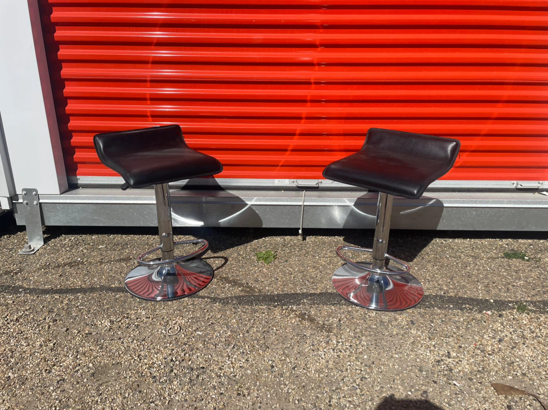 Set of 2 Black Adjustable Bar Stools - photo 2