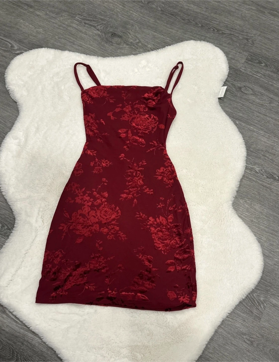 Burgundy Floral Velvet Slip Dress