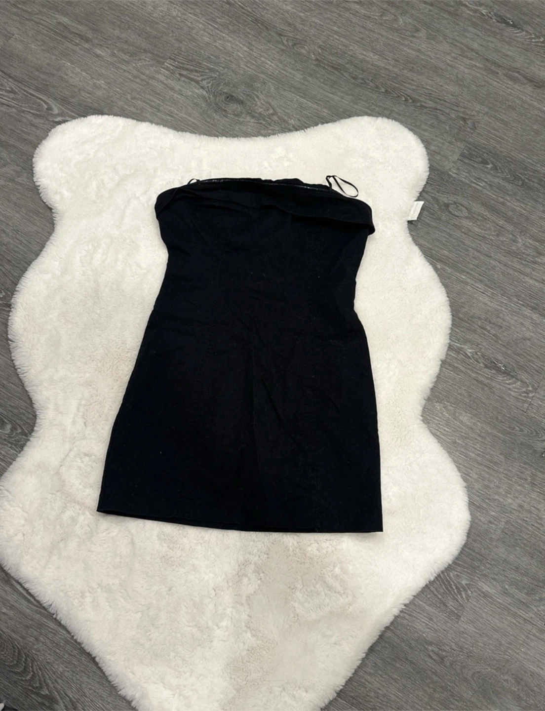 Black strapless mini dress