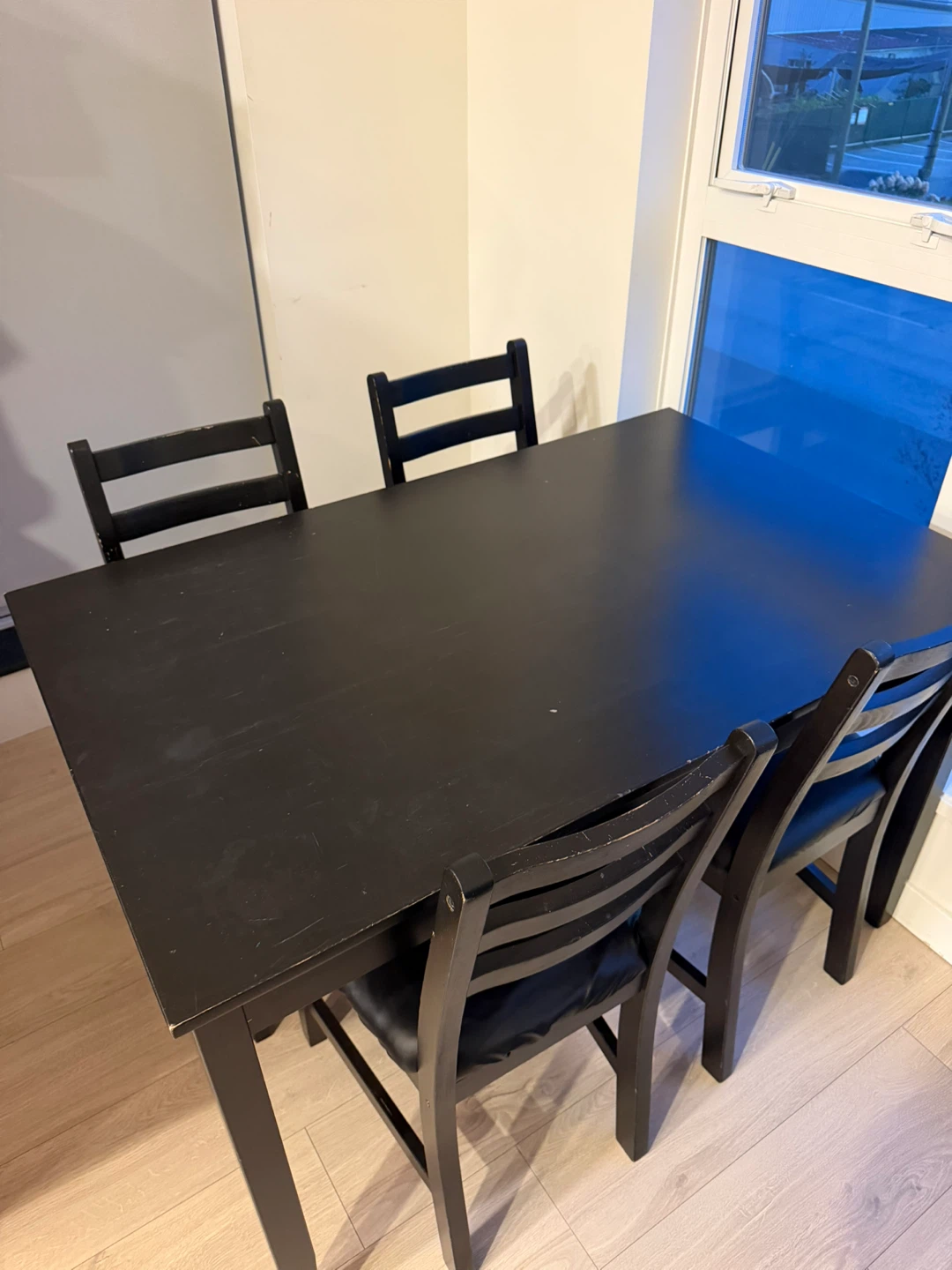 Black Dining Table Set with 4 Chairs