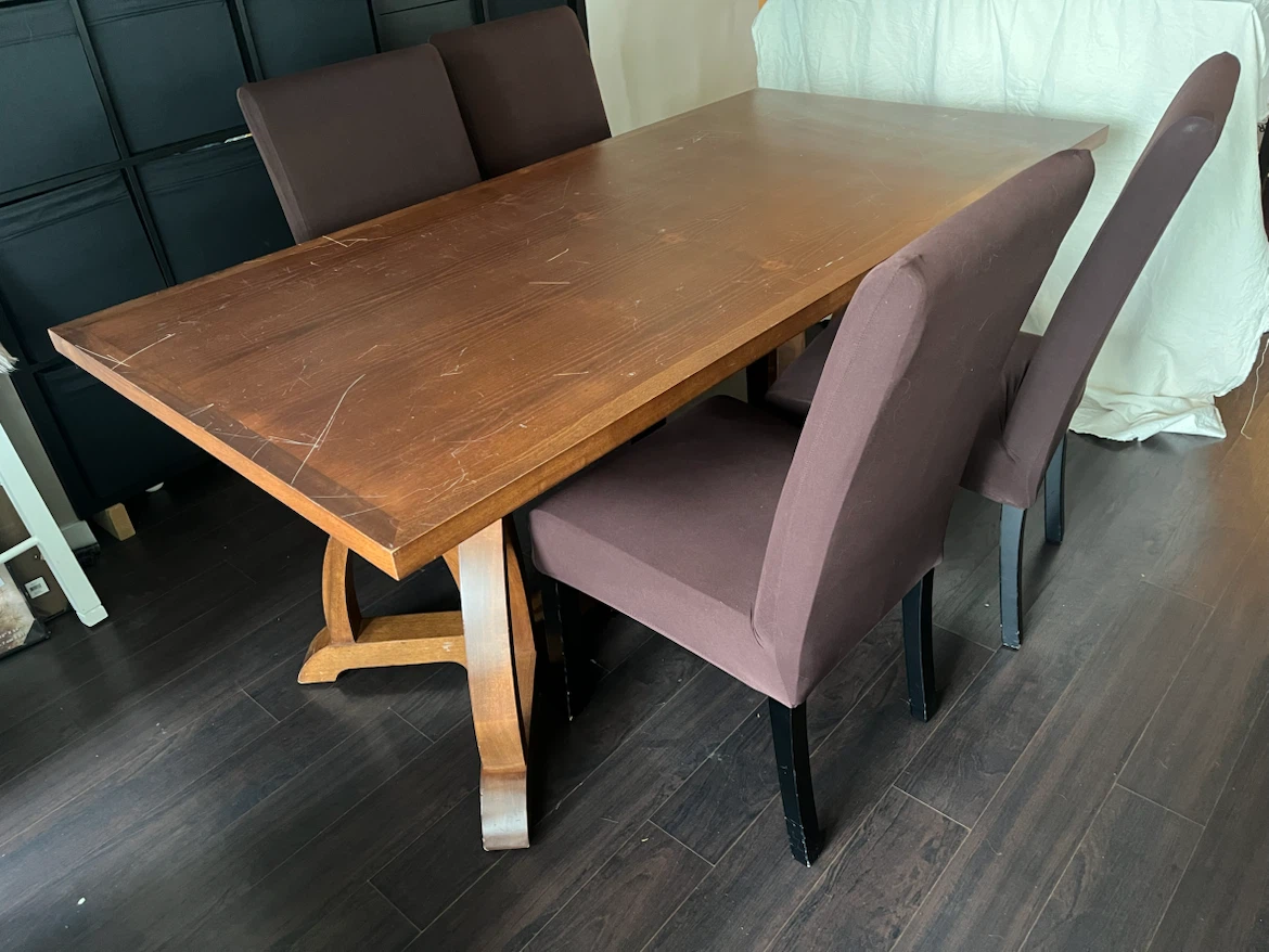 Wooden Dining Table and 4 Chairs