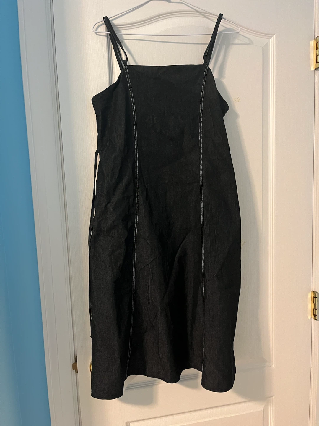 Black Denim Spaghetti Strap Dress