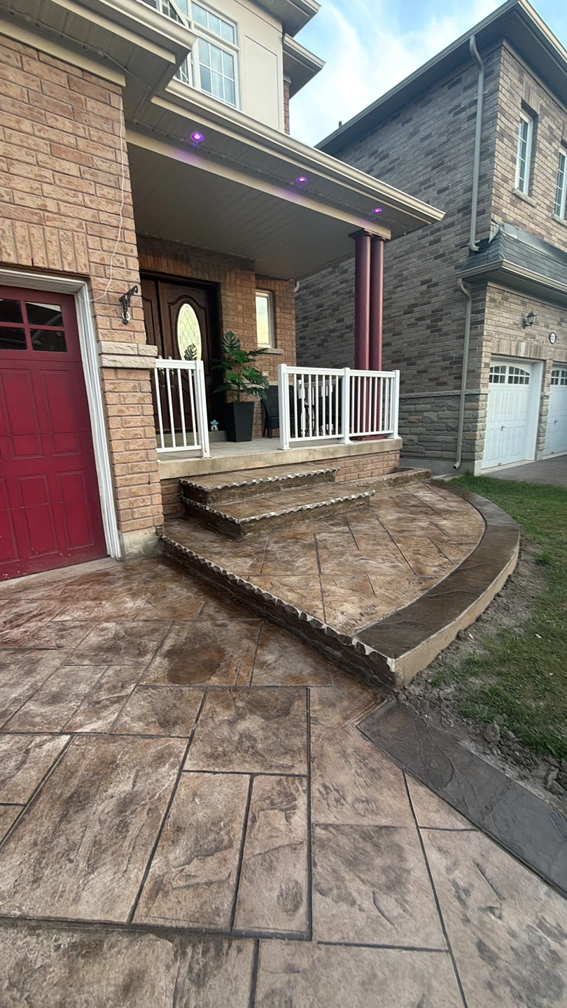 Stamped concrete driveway and steps - photo 2