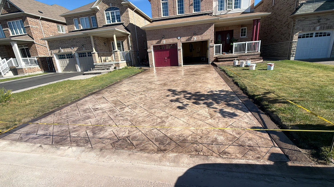 Stamped concrete driveway and steps - photo 3
