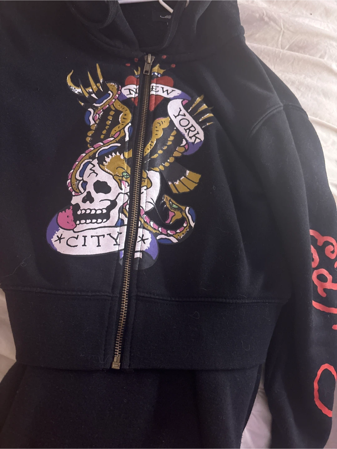 Ed Hardy Black New York City Zip-Up Hoodie