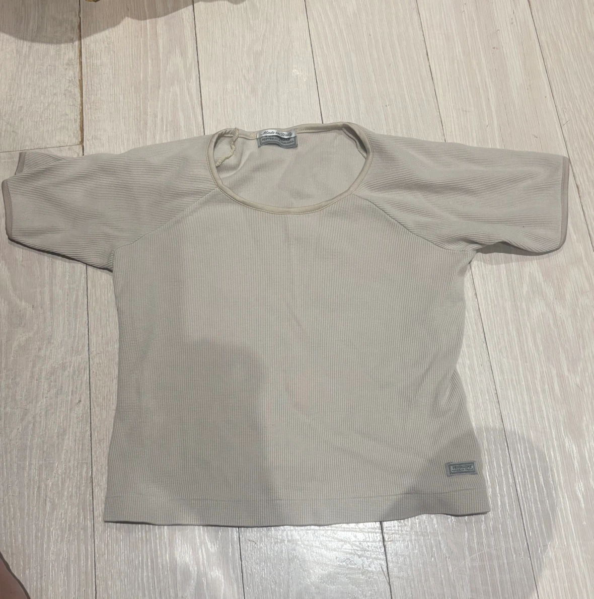 FENDISSIME by Fendi Ribbed T-Shirt Size M/S Made in Italy Beige