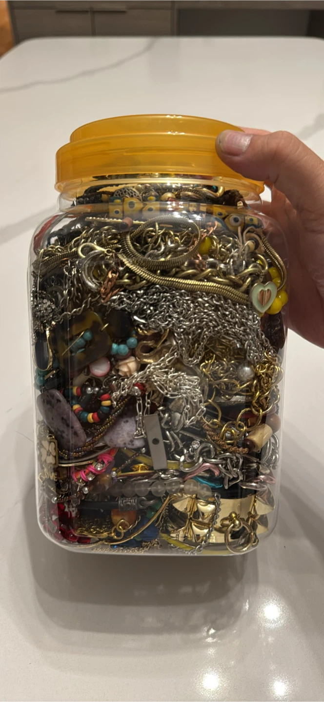 Big Heavy Jar Of Costume Jewelry