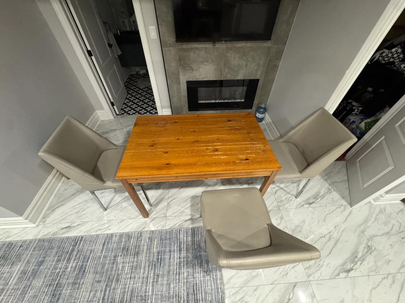 Three chairs and a table