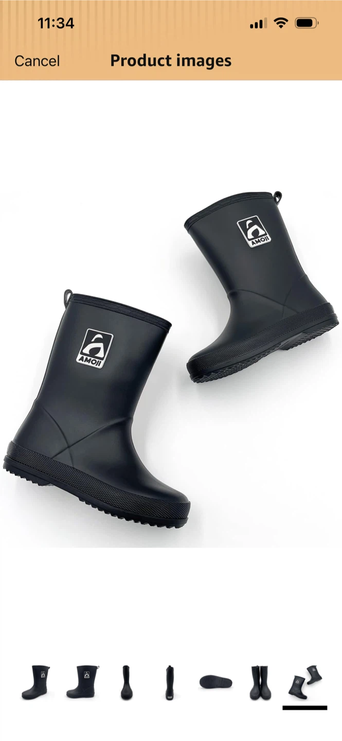 New-kids Amoii Black Rubber Rain Boots!