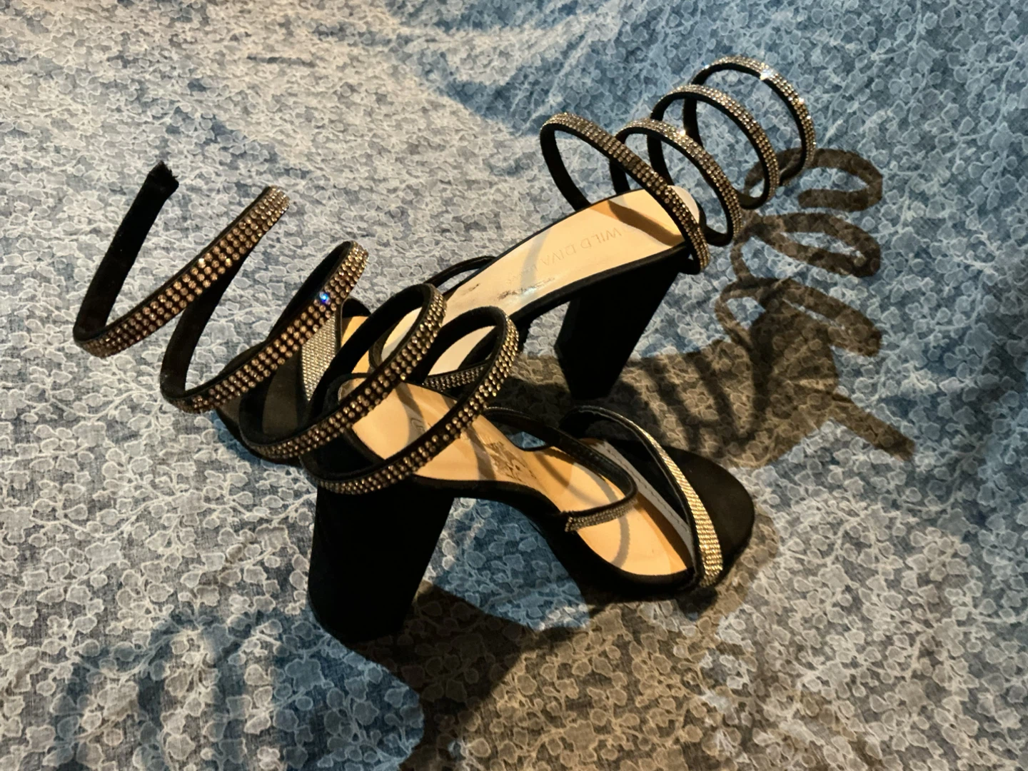 Wild Diva black spiral rhinestone heels - photo 2