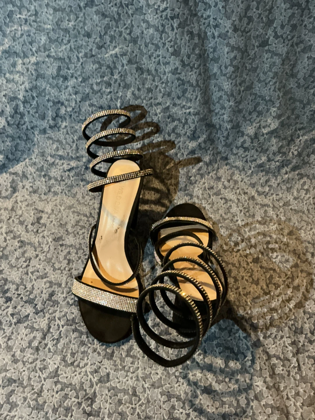 Wild Diva black spiral rhinestone heels - photo 3