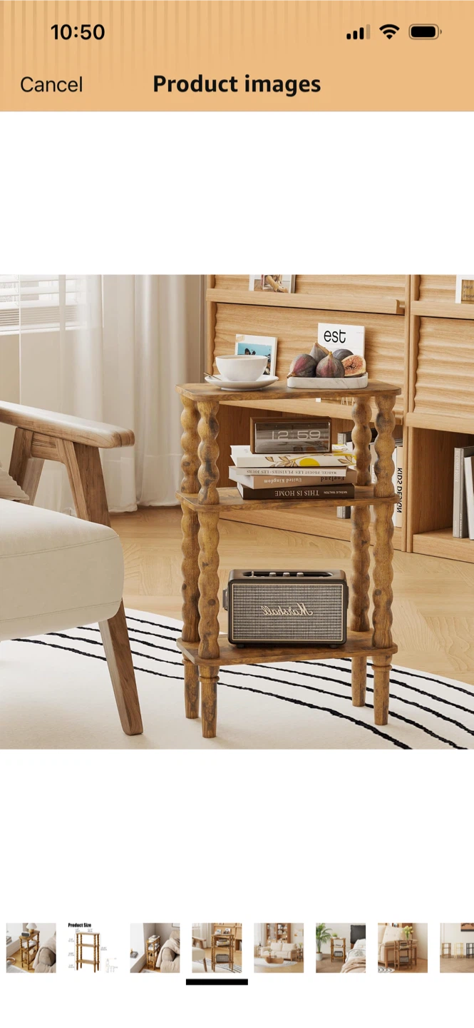New-Veegle Narrow Side Table - 3 Tier Rustic Brown - photo 4