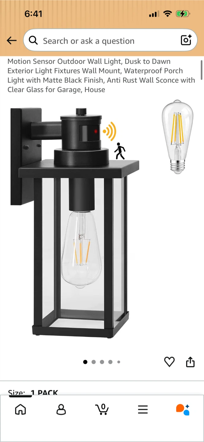 New-Outdoor Motion Sensor Wall Light - Black - photo 2