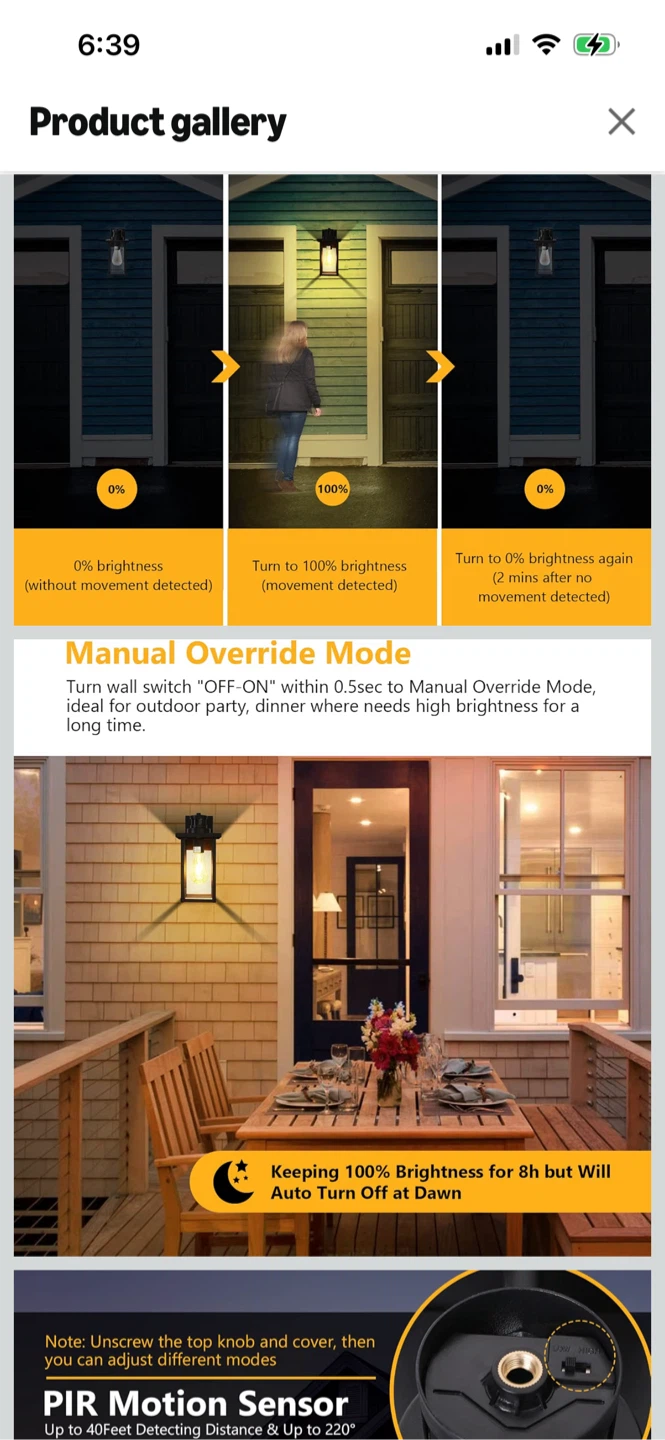 New-Outdoor Motion Sensor Wall Light - Black - photo 3