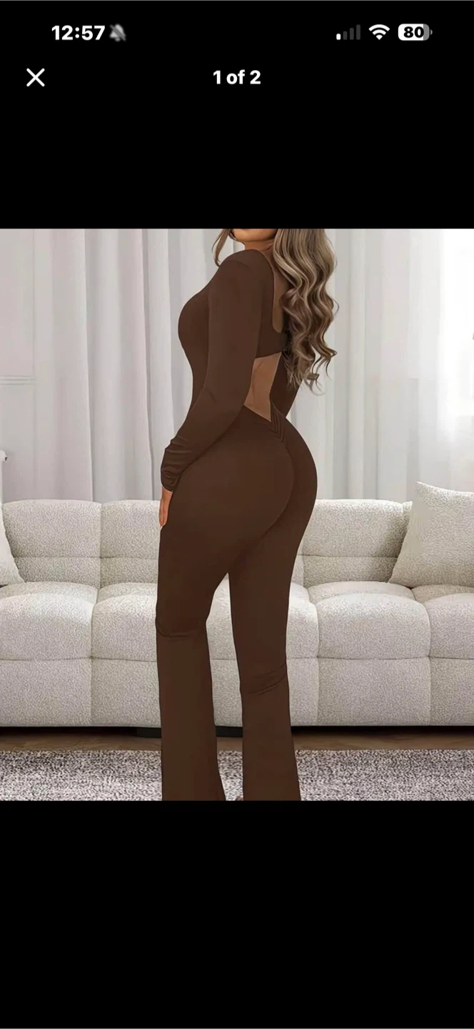 Brand New Brown Backless Jumpsuit. Size small