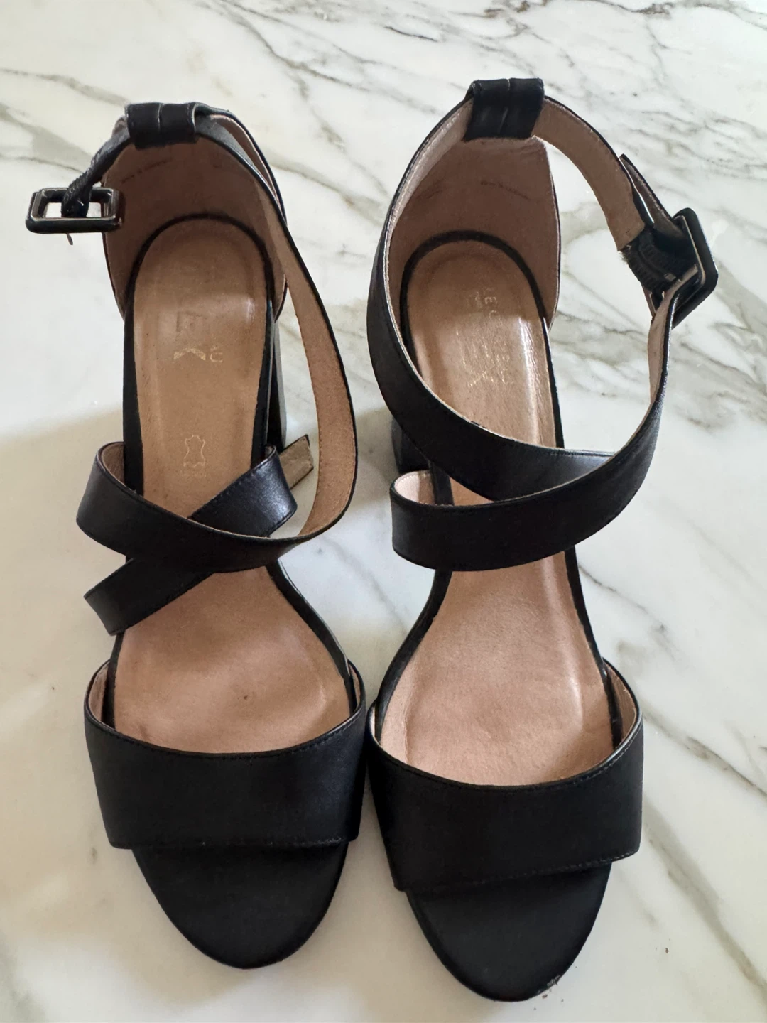Black Leather Block Heels