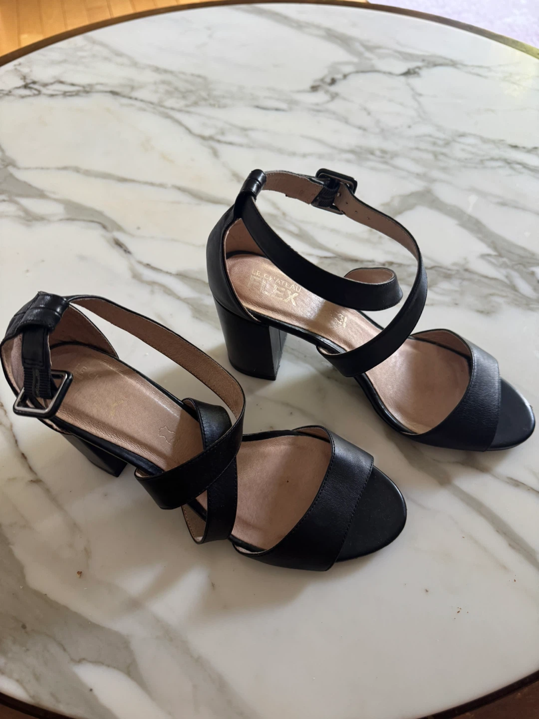 Black Leather Block Heels - photo 2
