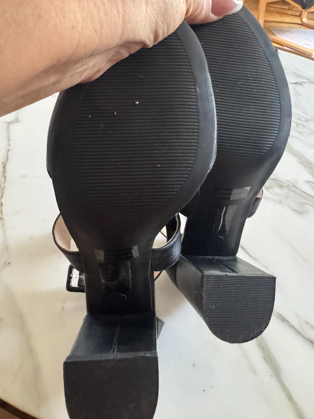 Black Leather Block Heels - photo 5