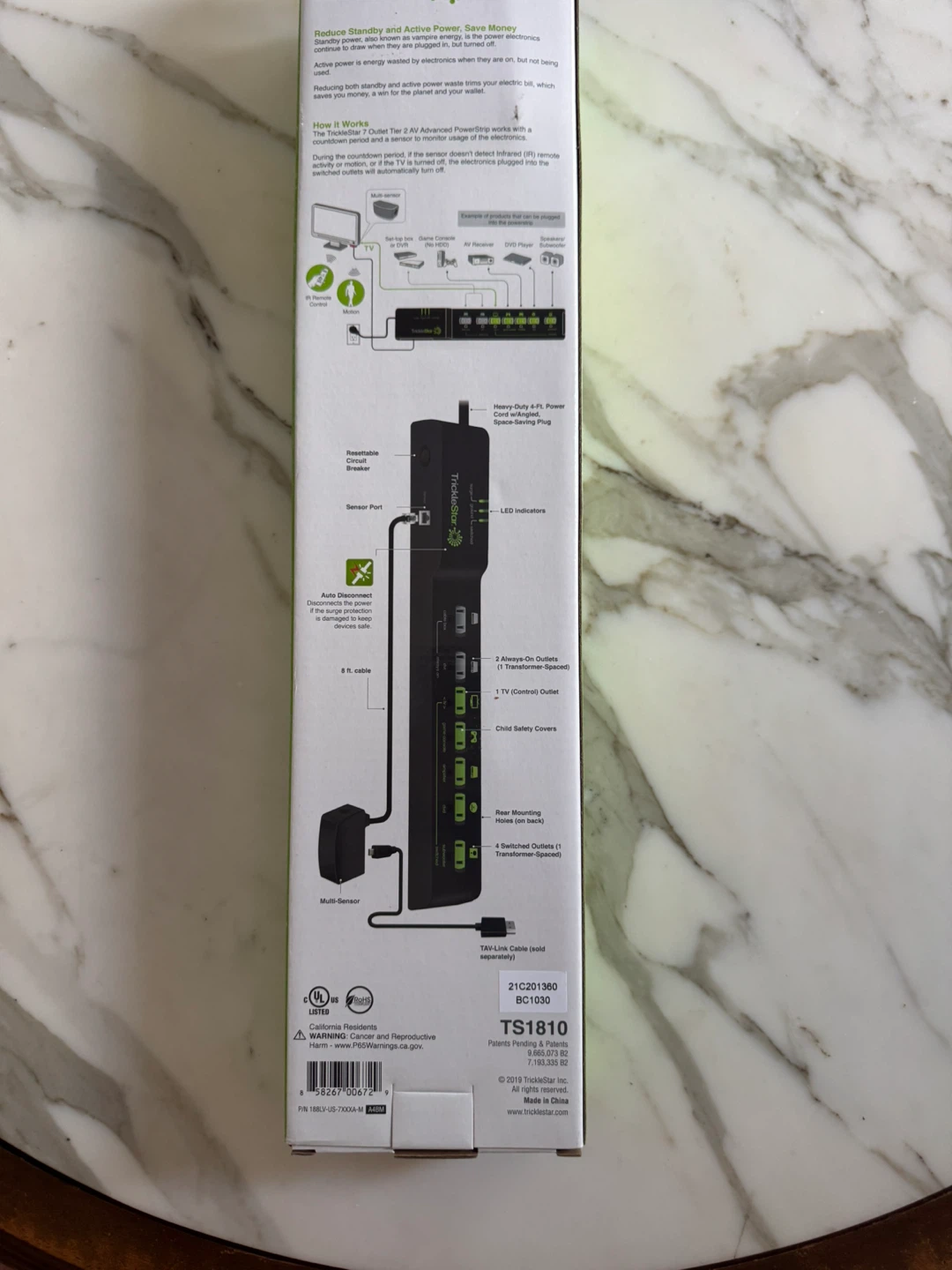 TrickleStar 7 Outlet AV Advanced PowerStrip+