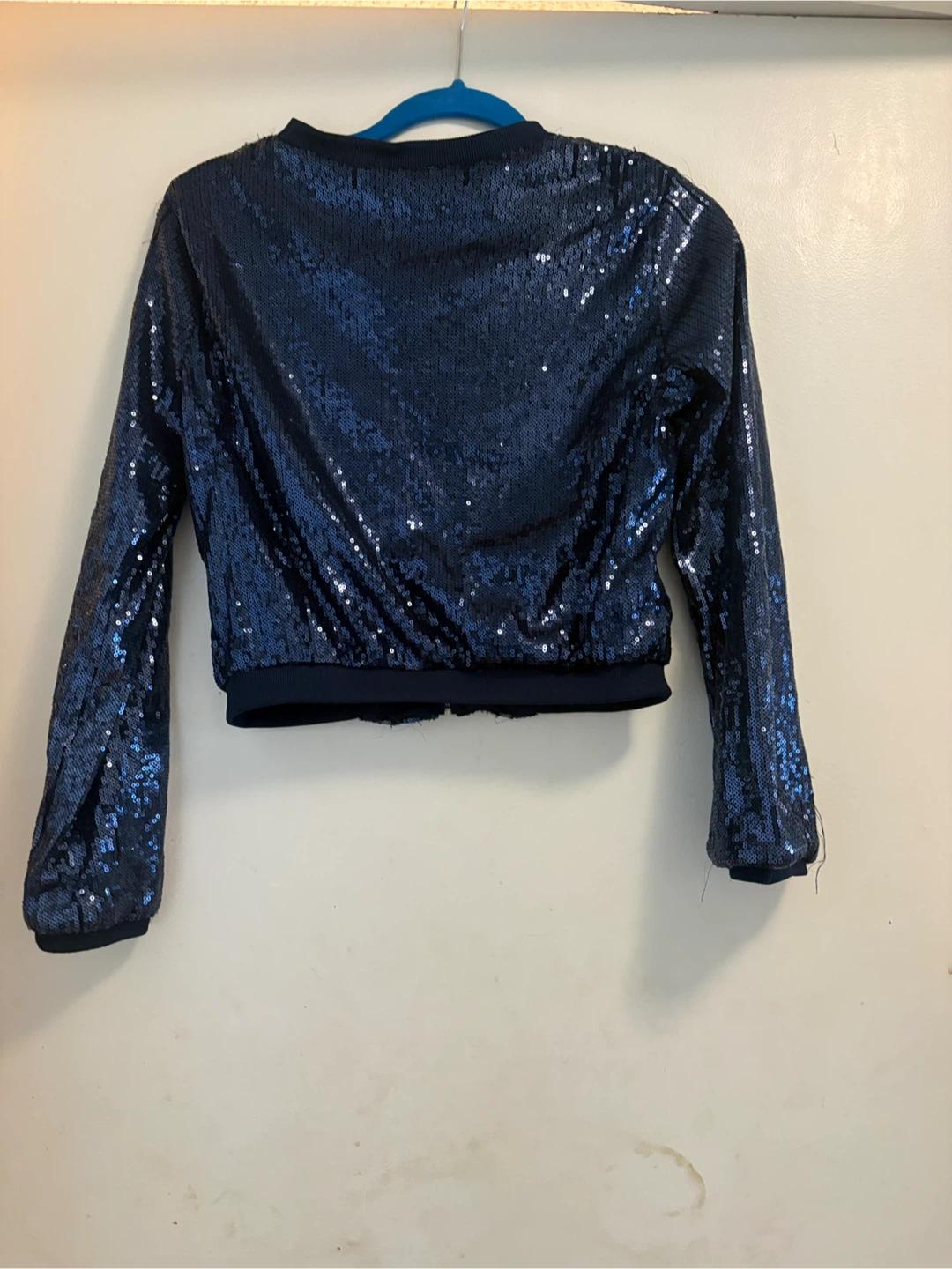 H&M Navy Sequin Bomber Jacket Size Small - photo 3