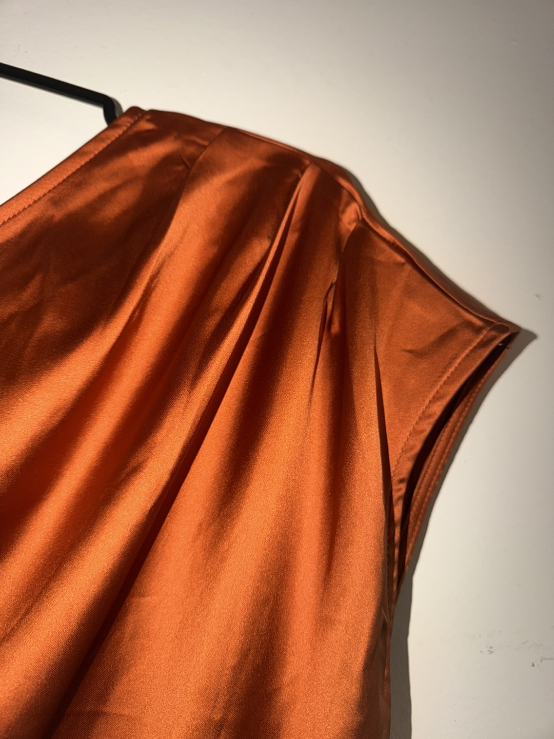 Rust Orange One-Shoulder Satin Dress - photo 4