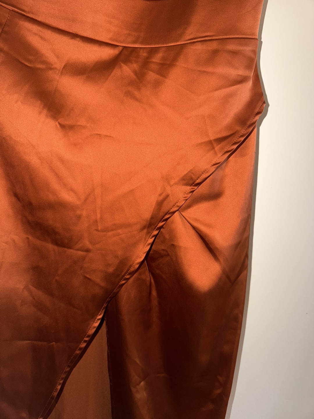 Rust Orange One-Shoulder Satin Dress - photo 3