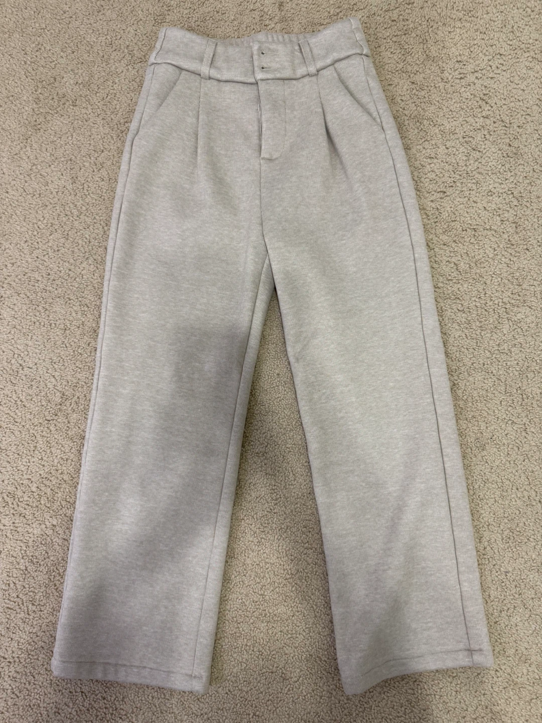 fleece-lined, wide-leg pleated trousers
