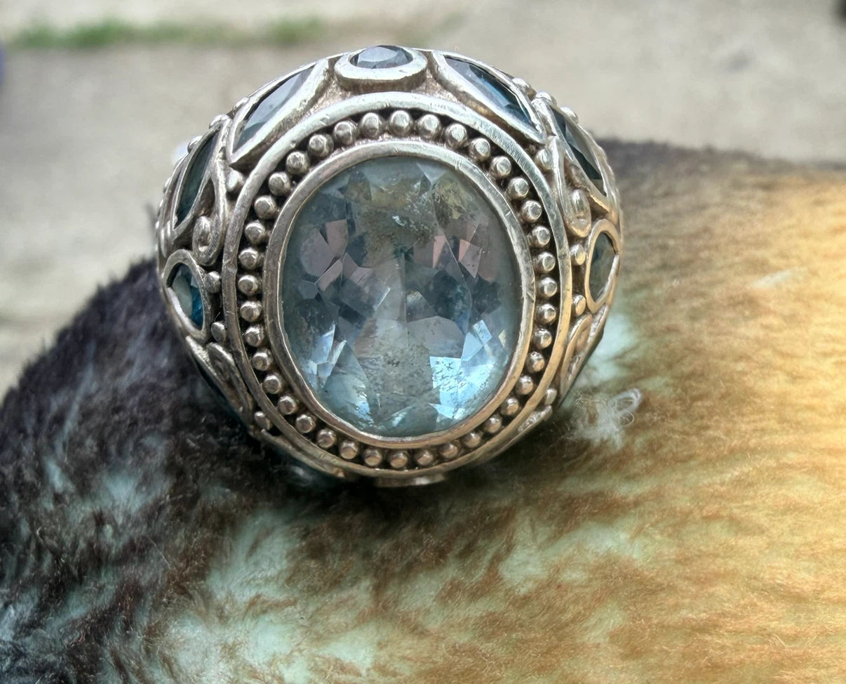 Sterling Silver 11 ct sky and London Blue topaz Statement Ring - photo 2