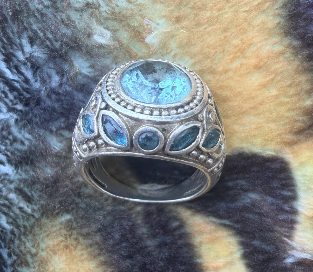 Sterling Silver 11 ct sky and London Blue topaz Statement Ring - photo 3