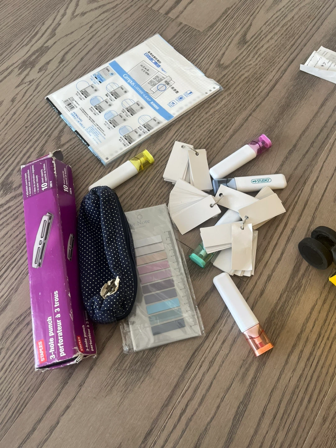 Staples 3-hole punch and stationery supplies