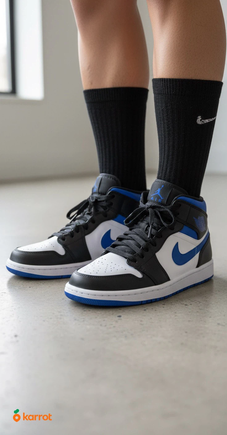 Air Jordan Mid Royal Blue Black White Sneakers - photo 5