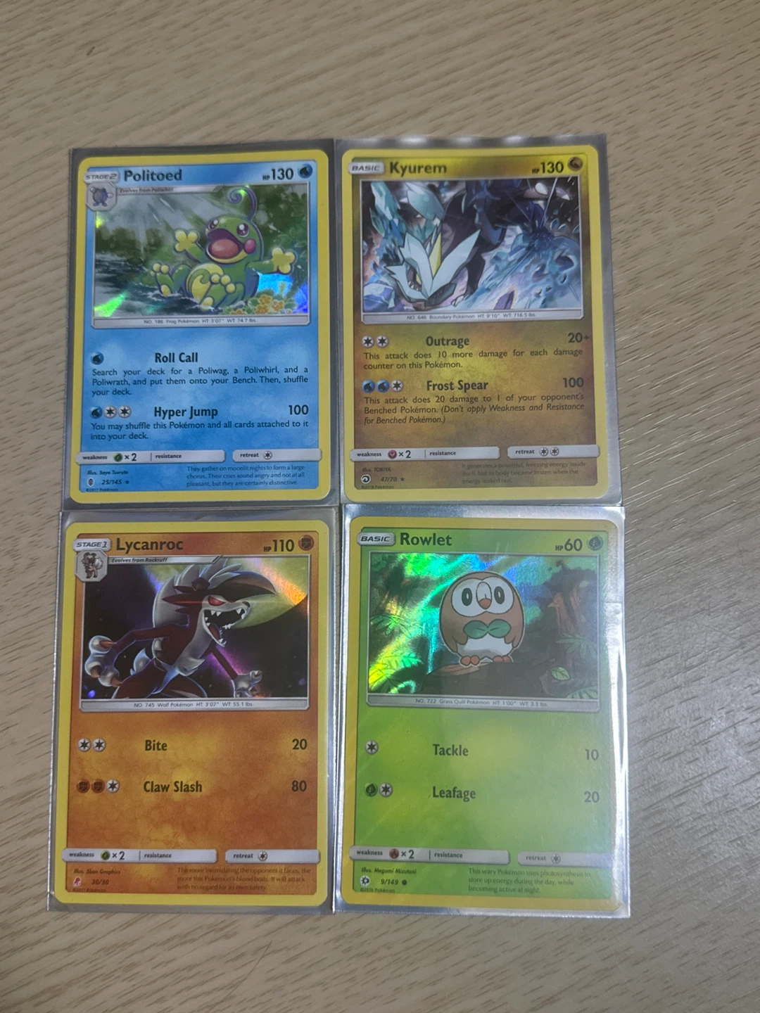 Set of 4 Holo Pokemon Trading Cards