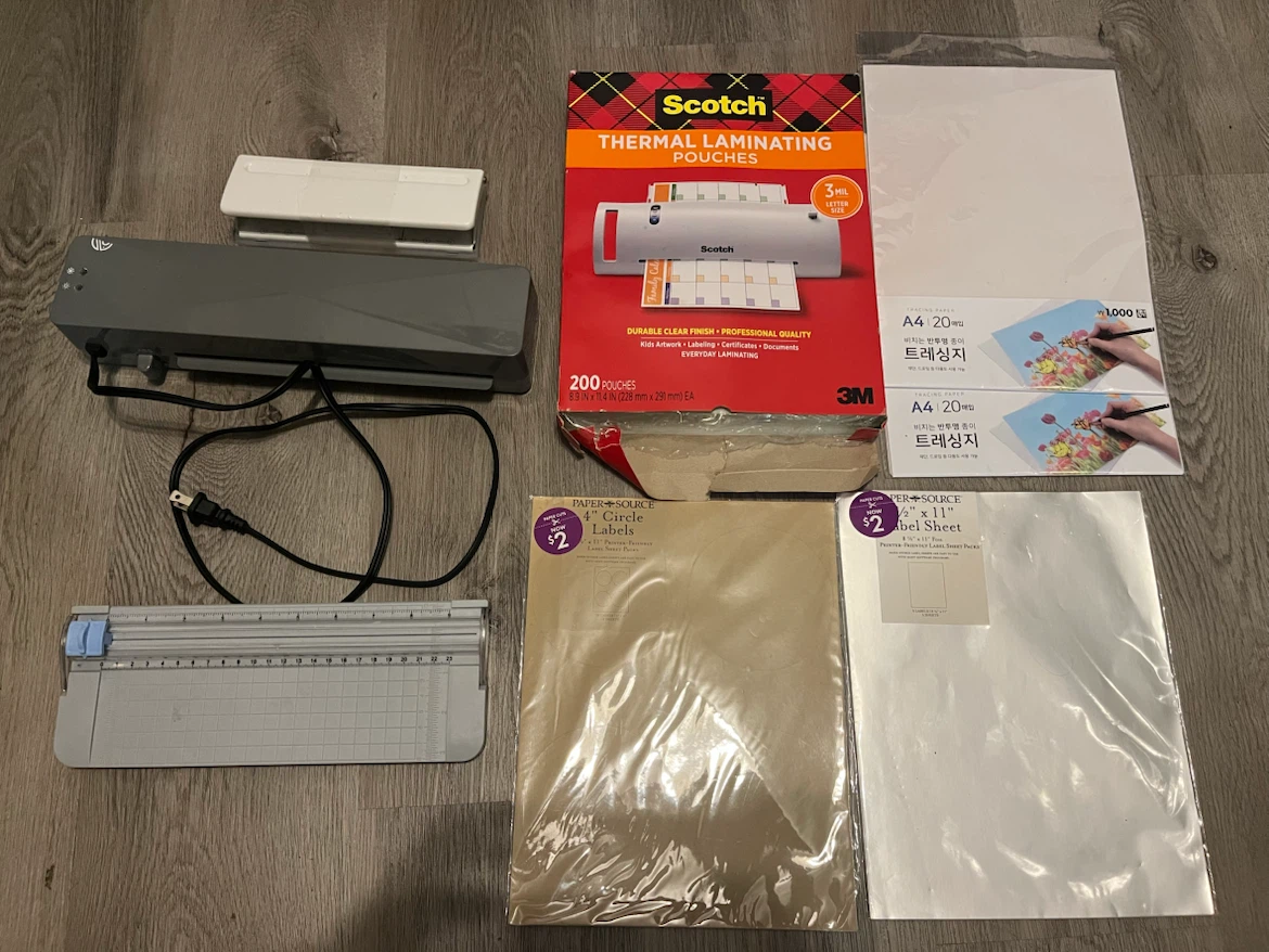 Laminator + Scotch Pouches + Paper Cutter & Supplies Bundle