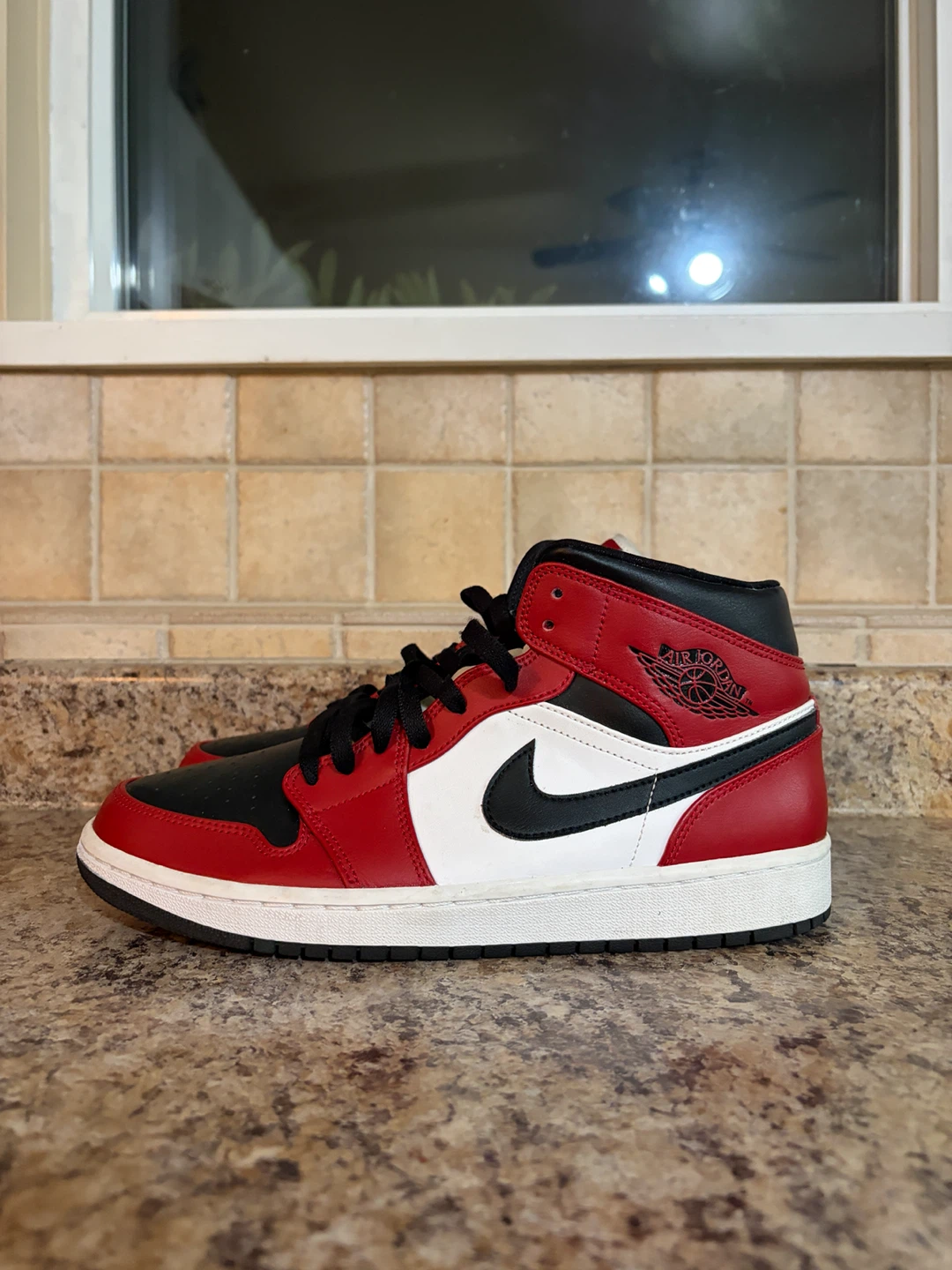 Air Jordan 1 Mid Red Black White Sneakers - photo 3