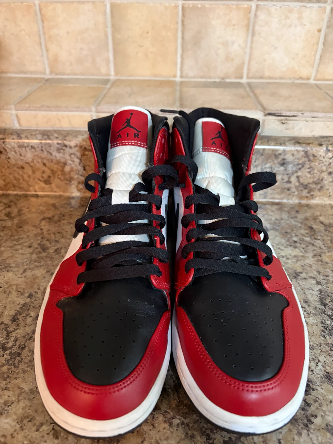 Air Jordan 1 Mid Red Black White Sneakers - photo 5