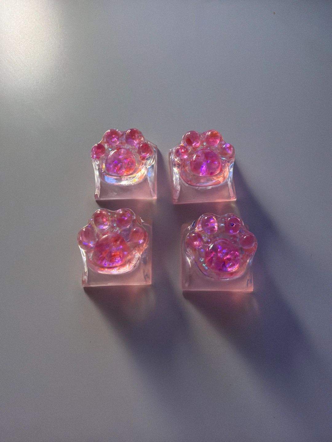 Set of 4 Pink Paw Print Keycaps