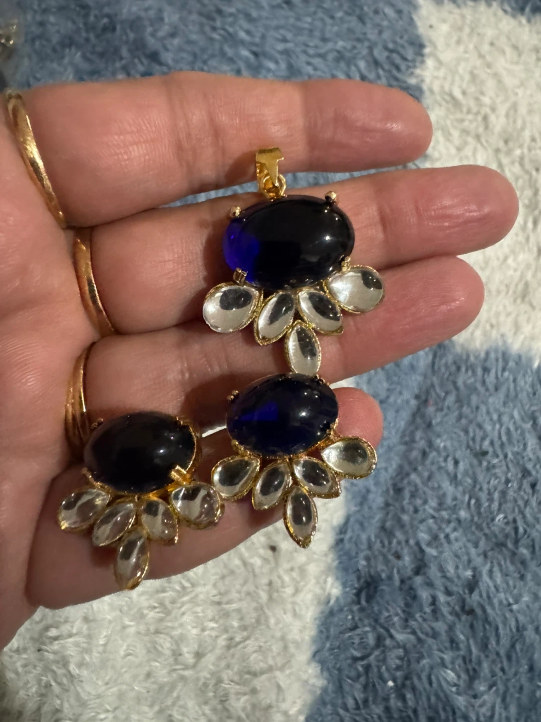 Blue Stone Pendant and Earring Set