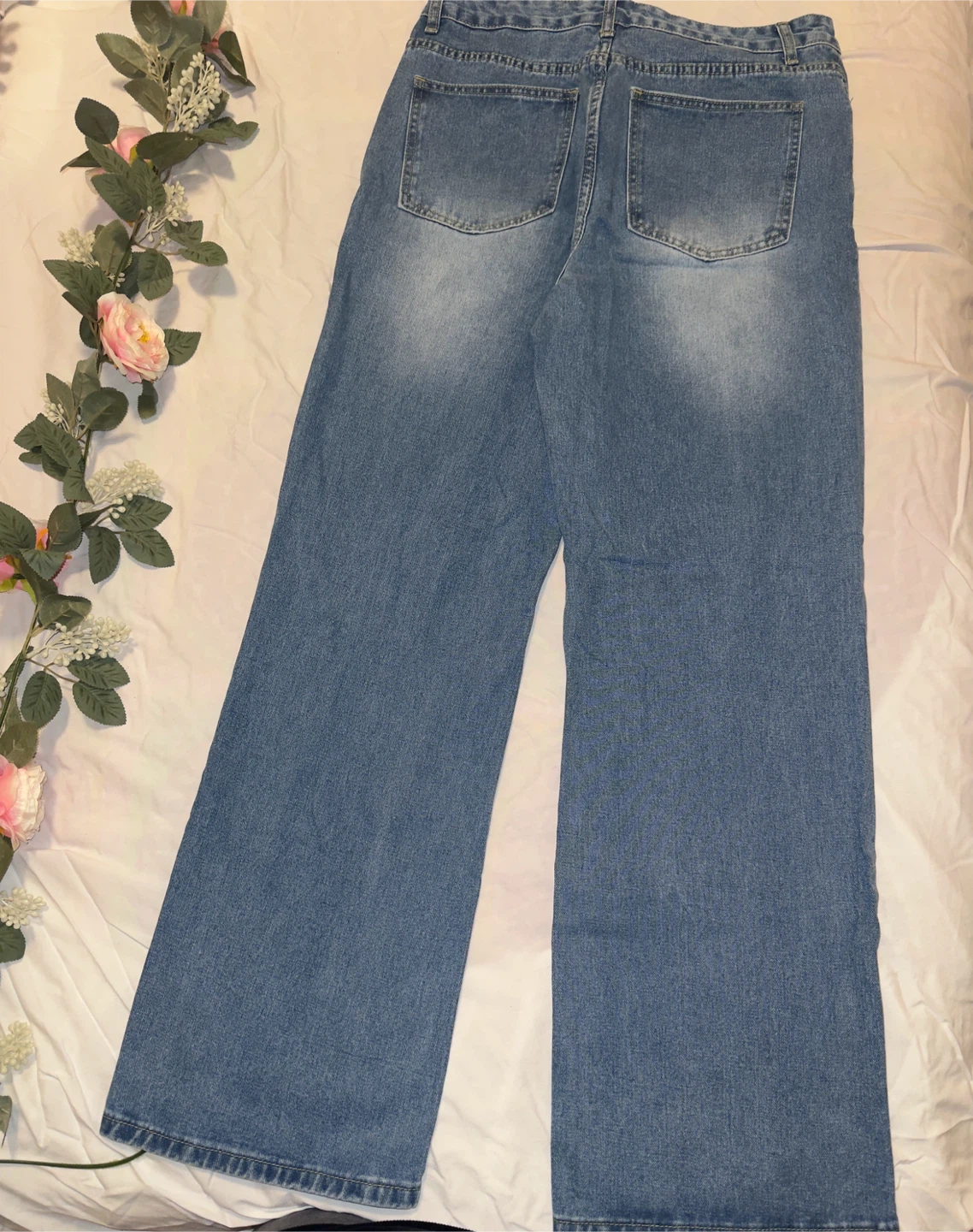 Butterfly Print Distressed Wide Leg Jeans - photo 2