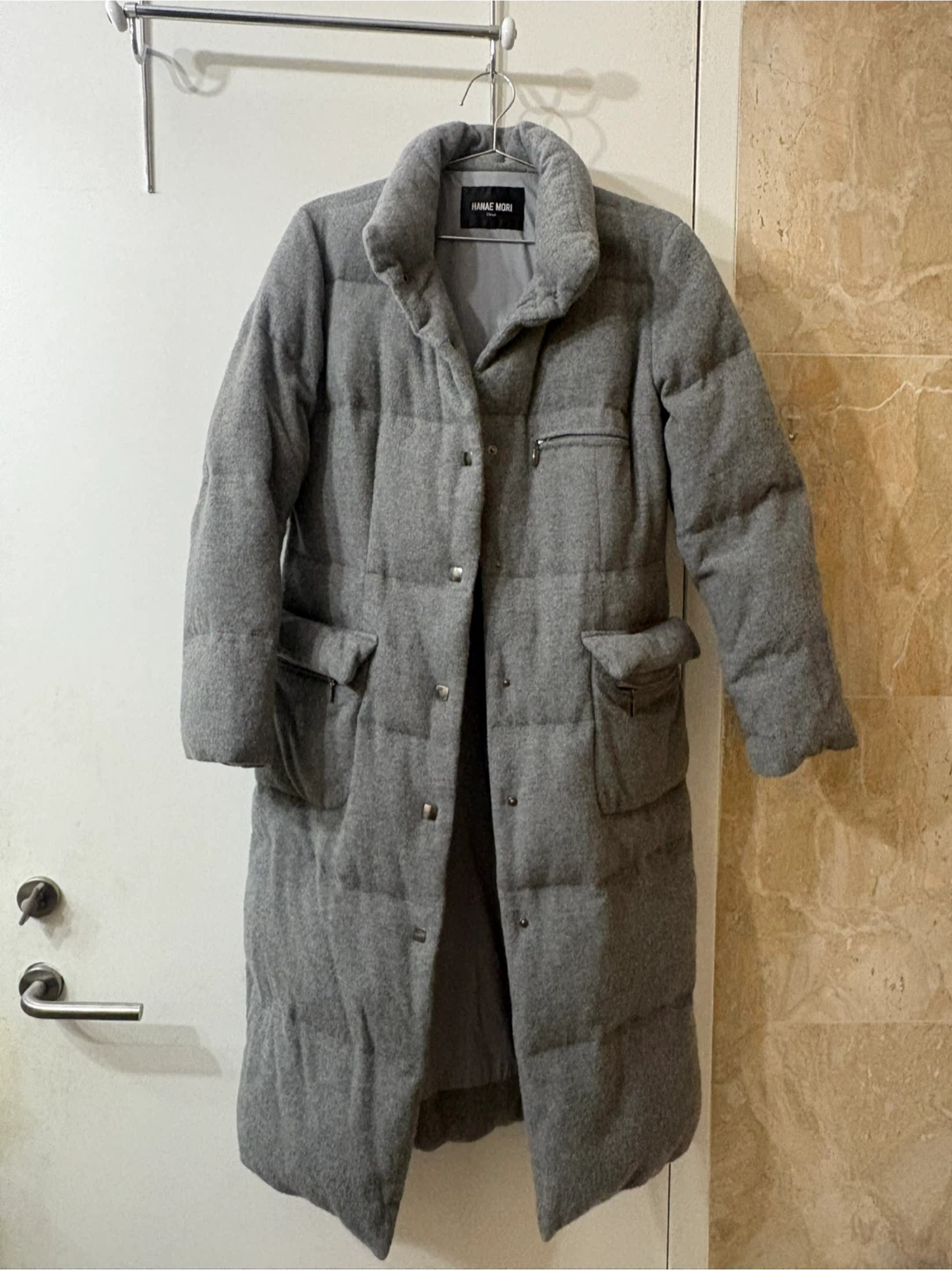 Hanae Mori Long Down Coat Size M Japan 9 Angora Blend Puffer