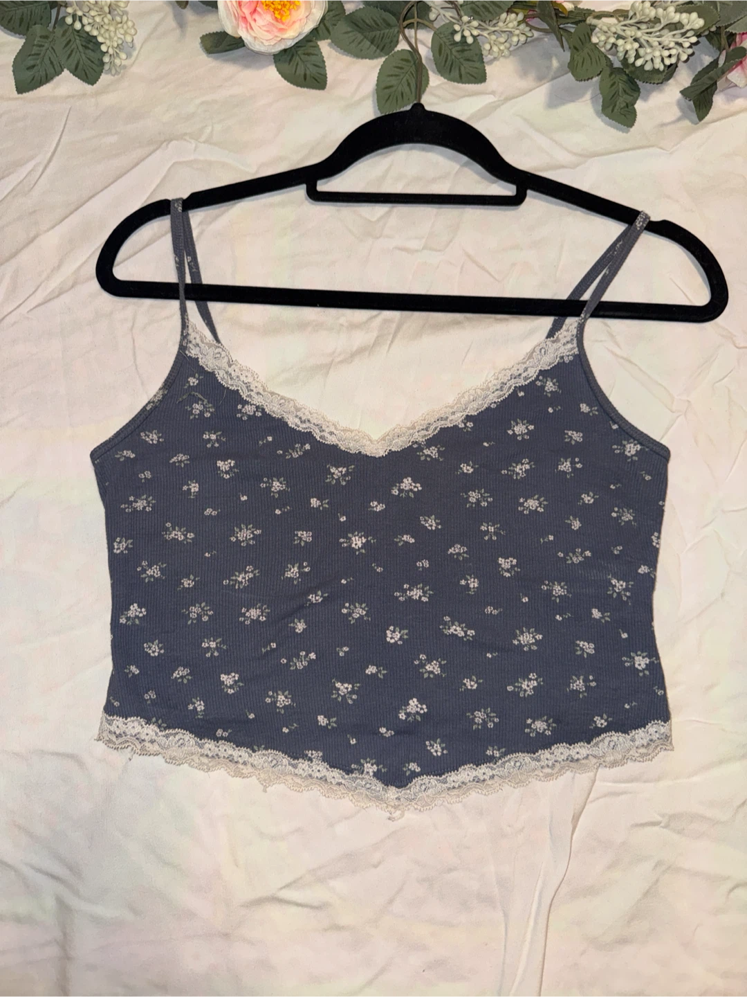 Hollister Floral Lace-Trim Tank Top