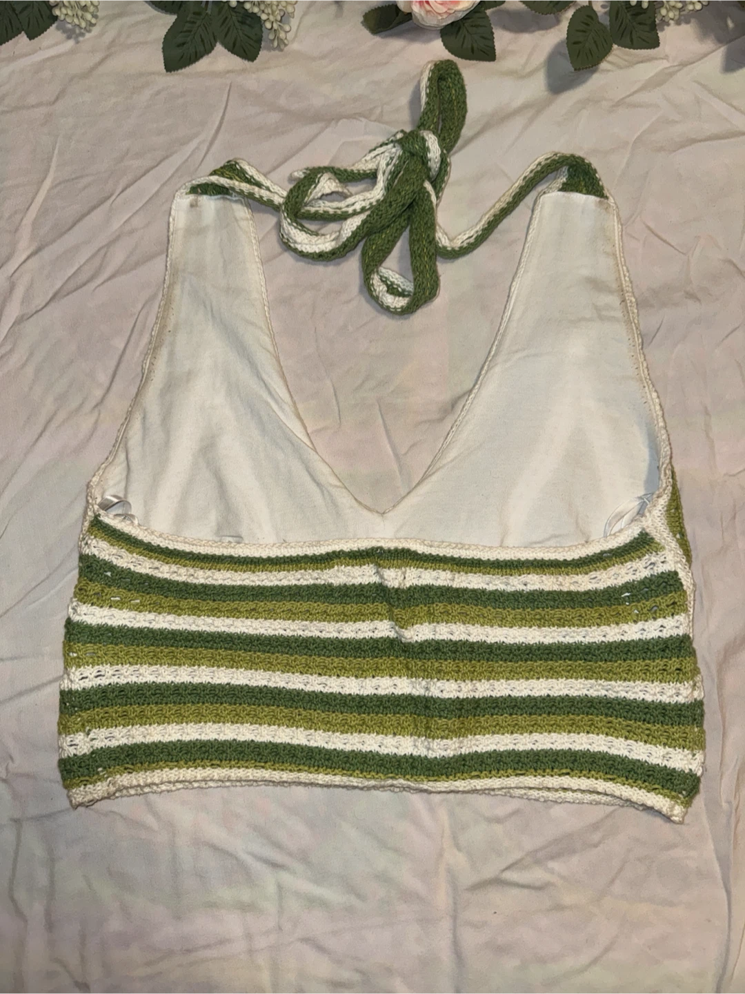 Hollister Knitted Green and White Halter Top - photo 2