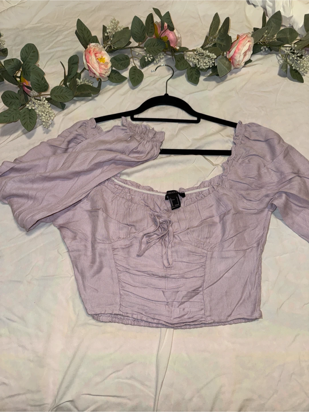Forever 21 Lavender Puff Sleeve Top