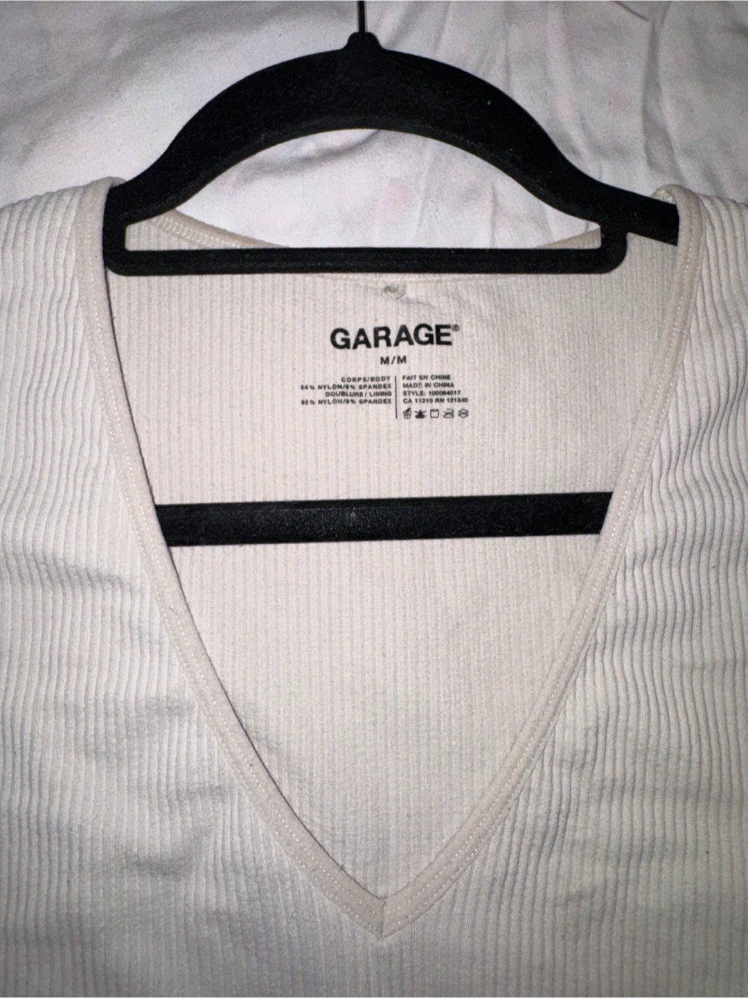 Garage Beige Ribbed V-Neck Tank Top - photo 3